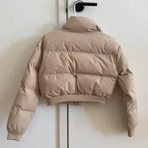 Princess Polly Jackets Coats Cropped Puffer Jacket Beige